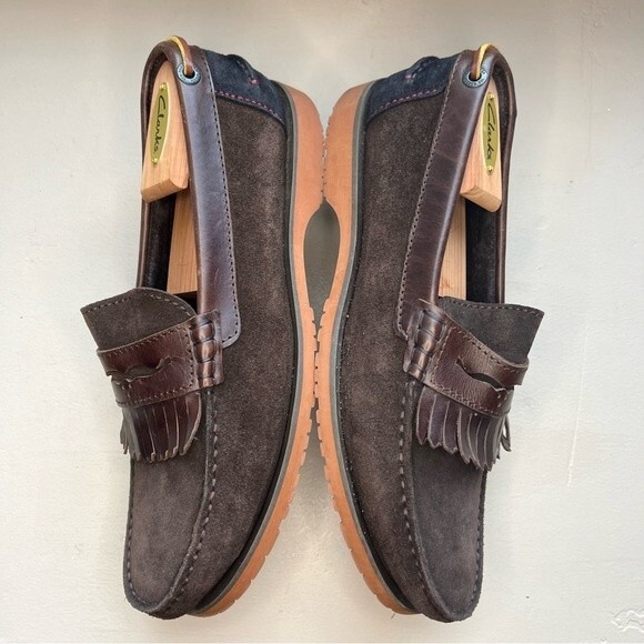 Ted Baker London Brown Suede Loafer Shoes Leather Fringe Men’s Size EU 42 US 9 - Picture 7 of 15